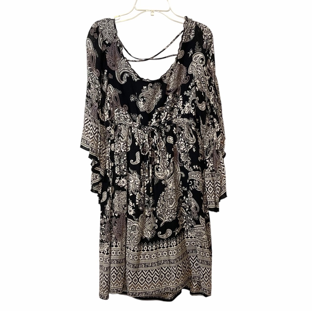Whimsical Boho Witchy Black and White Paisley Dress